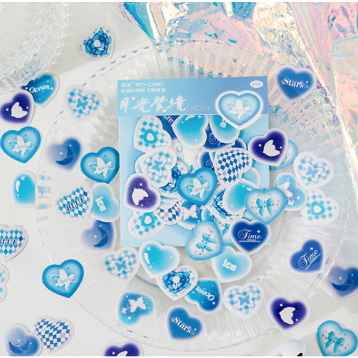 Zanmo túi 45 tấm hình dán sticker trái tim nhũ kim tuyến dễ thương