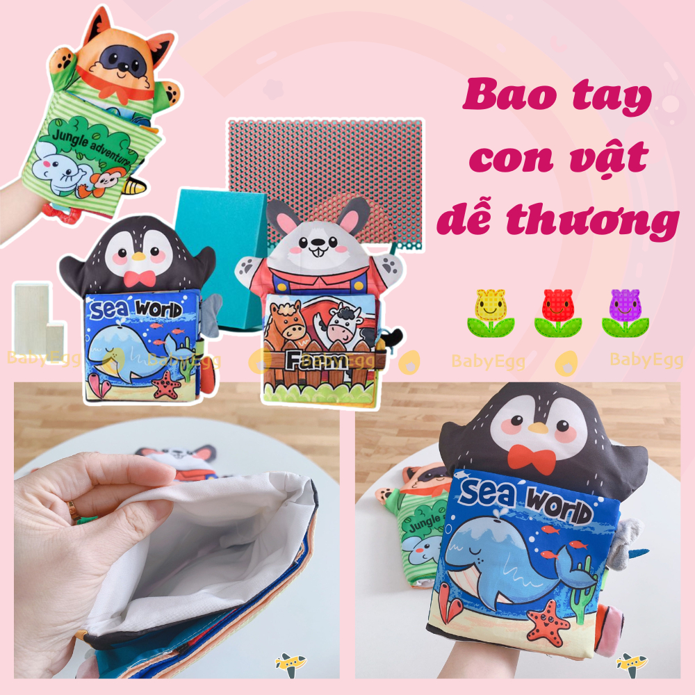 Sách vải rối cho bé sơ sinh tạo tiếng động gặm nướu phát triển giác quan hình con vật cho bé1 2 3 4 5 6 7 8 9 tháng tuổi