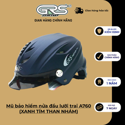 Mũ bảo hiểm không kính GRS A760T (xanh tím than nhám)