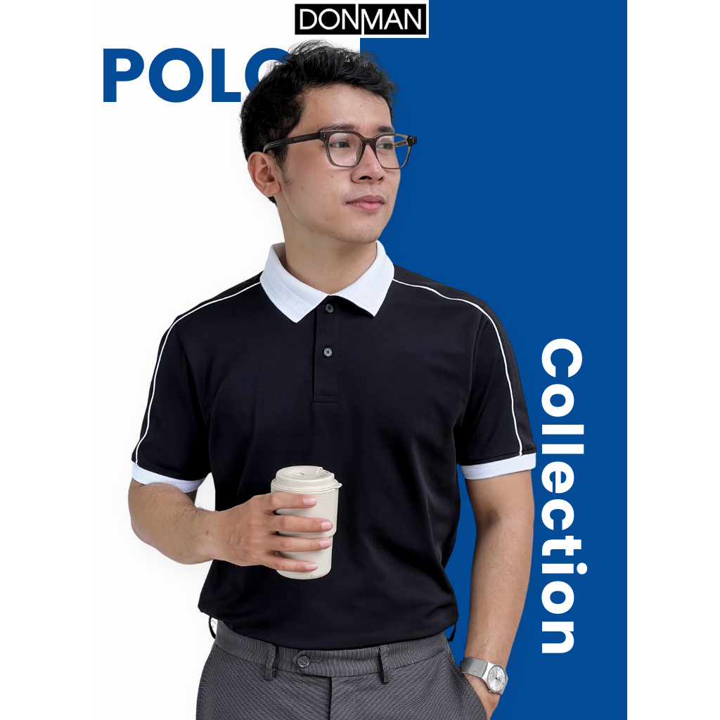 Áo thun Polo nam phố sọc Nam DONMAN cao cấp với chất Premium CVC piqueThấm hút mồ hôi tốt form Slimfit, giảm nhiệt AT38