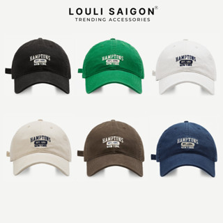 Mũ lưỡi trai LOULI SAIGON thêu chữ HAMPTONS form mềm, nón kết nam nữ cá tính chất liệu kaki cao cấp M35