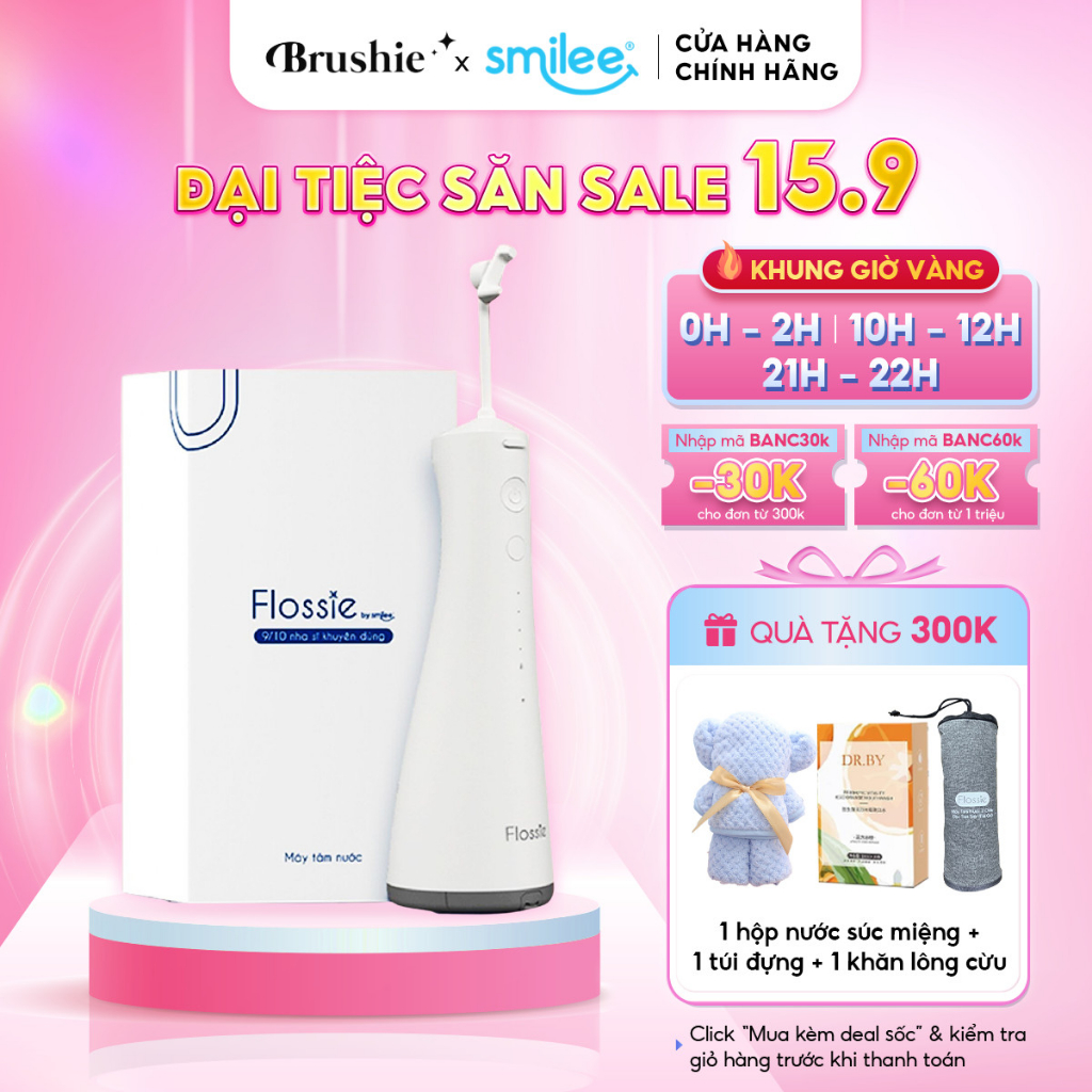 Máy tăm nước Flossie, làm sạch kẽ răng với công nghệ đầu xoay 360, dùng được cho răng nhạy cảm và trẻ em