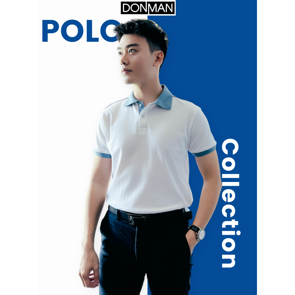 Áo thun polo cao cấp DONMAN, form Regular chất cotton SKB Pique phối cổ và viền tay có độ co giãn, thấm hút tốt - AT43