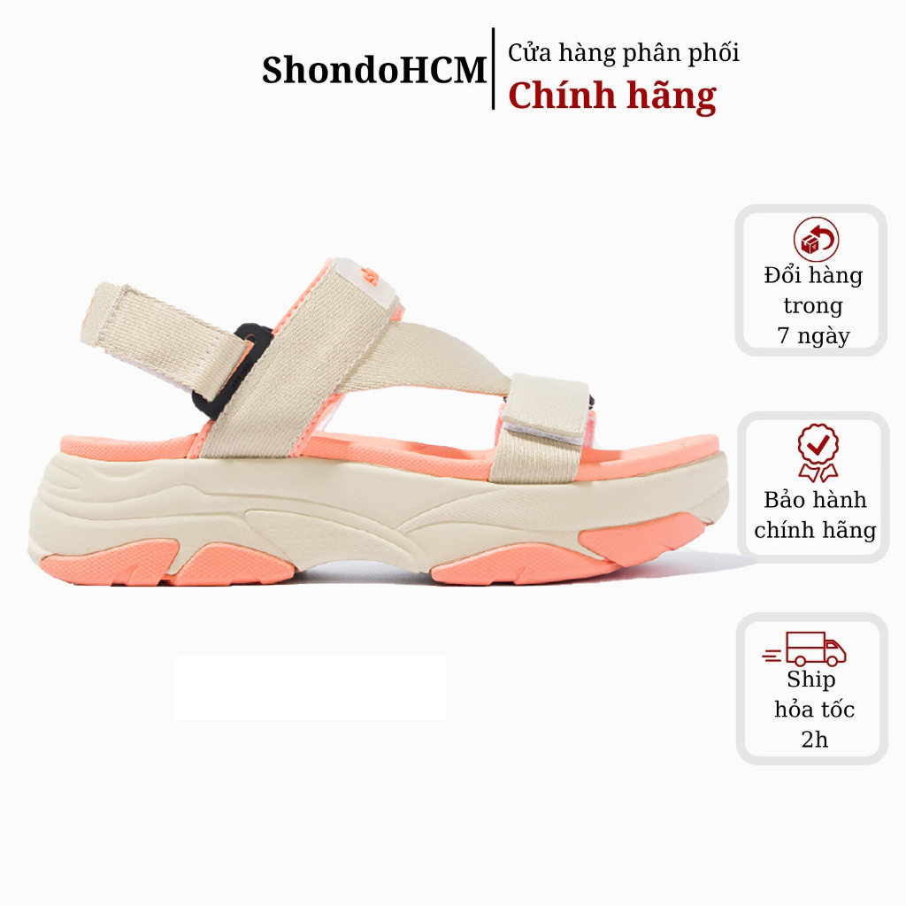 Giày Sandal Nữ Tanky Shondo Be Cam Đế Cao, Êm, Bền TAN2580