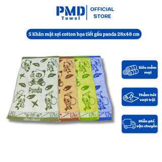Khăn mặt gia đình sợi cotton họa tiết gấu panda 28x48cm sợi mềm đẹp thấm hút tốt nhanh khô không sổ lông phai màu