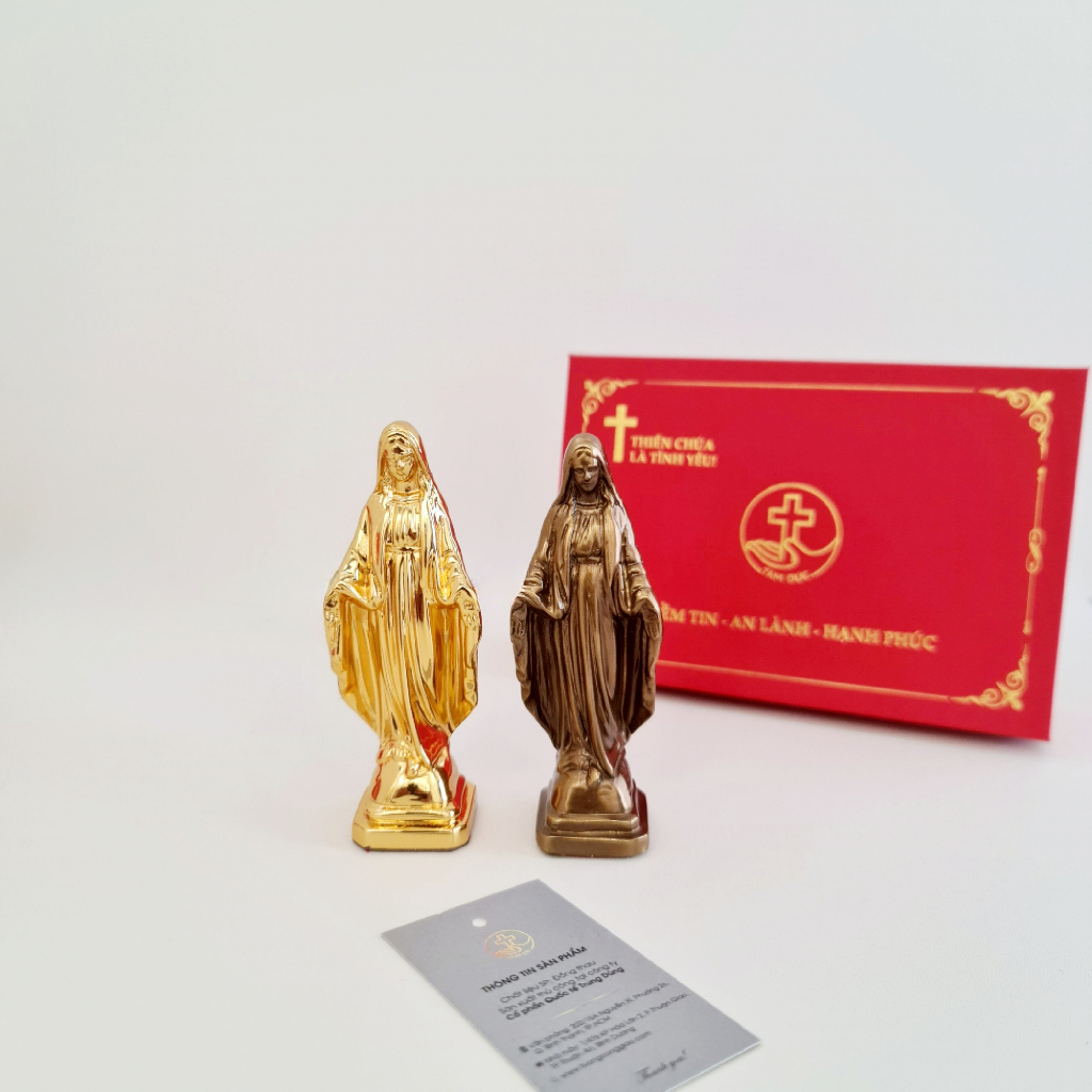 Tượng mẹ ban ơn nhỏ 10 cm để ô tô, xe hơi - Vật Phẩm Công Giáo Gratia - Tượng Công Giáo - Tượng đồng