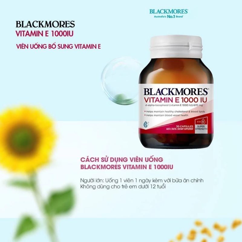 Viên uống Vitamin e 1000iu của úc giúp làm giảm quá trình oxi hóa, giảm lượng Cholesterol có hại trong cơ thể.