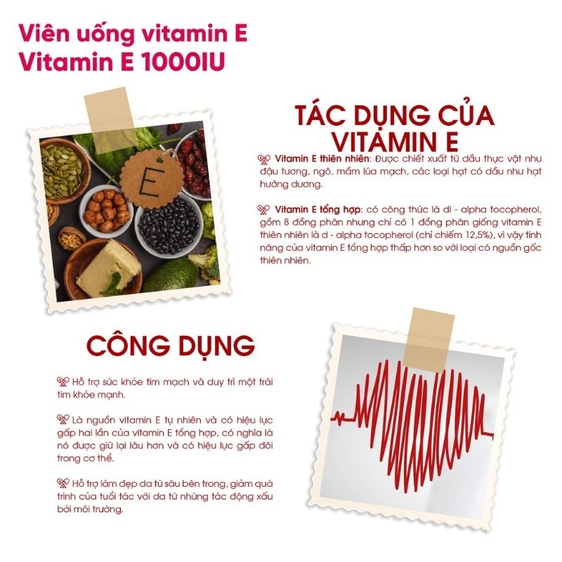 Viên uống Vitamin e 1000iu của úc giúp làm giảm quá trình oxi hóa, giảm lượng Cholesterol có hại trong cơ thể.