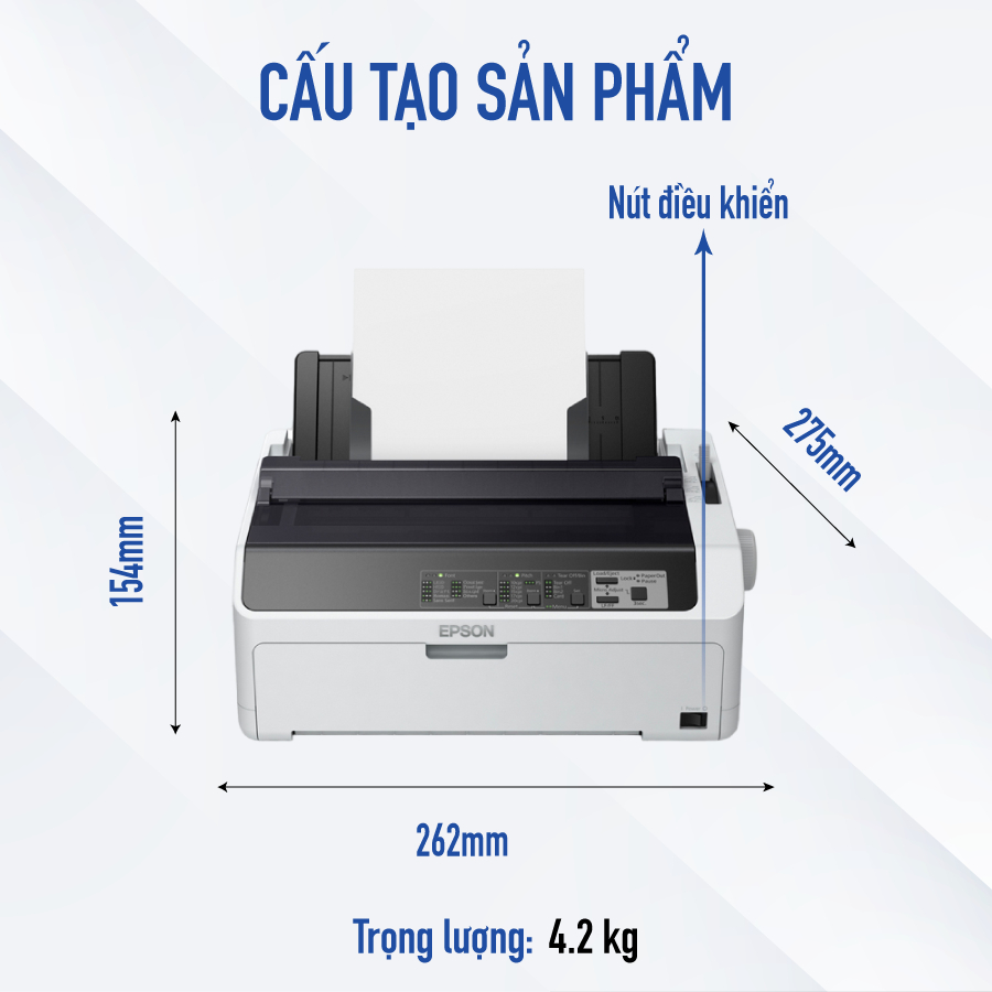 Máy In Kim Epson LQ-590II Hỗ Trợ In Ấn Trên Nhiều Kích Thước Khố Giấy