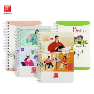 Sổ lò xo dọc kẻ ngang bistro a6- 200 trang hồng hà . giao màu ngẫu nhiên