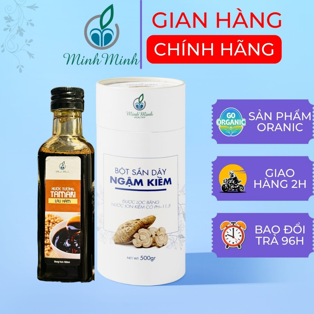 Combo Bột Sắn Dây Ngậm Kiềm Minh Minh 500g Và Nước Tương Tamari Minh Minh Sánh Đặc Hương Vị Đặc Sắc