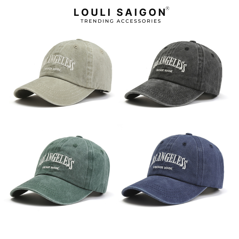 Mũ lưỡi trai denim thêu chữ Los Angeless nam nữ cá tính, nón lưỡi trai form mềm thời trang M39