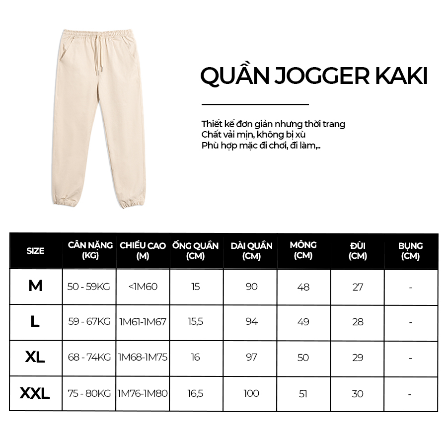 Quần Jogger Kaki Nam ROUGH Outfit Basic Trẻ Trung, Kaki Dày Dặn, Co Giãn, Cao Cấp