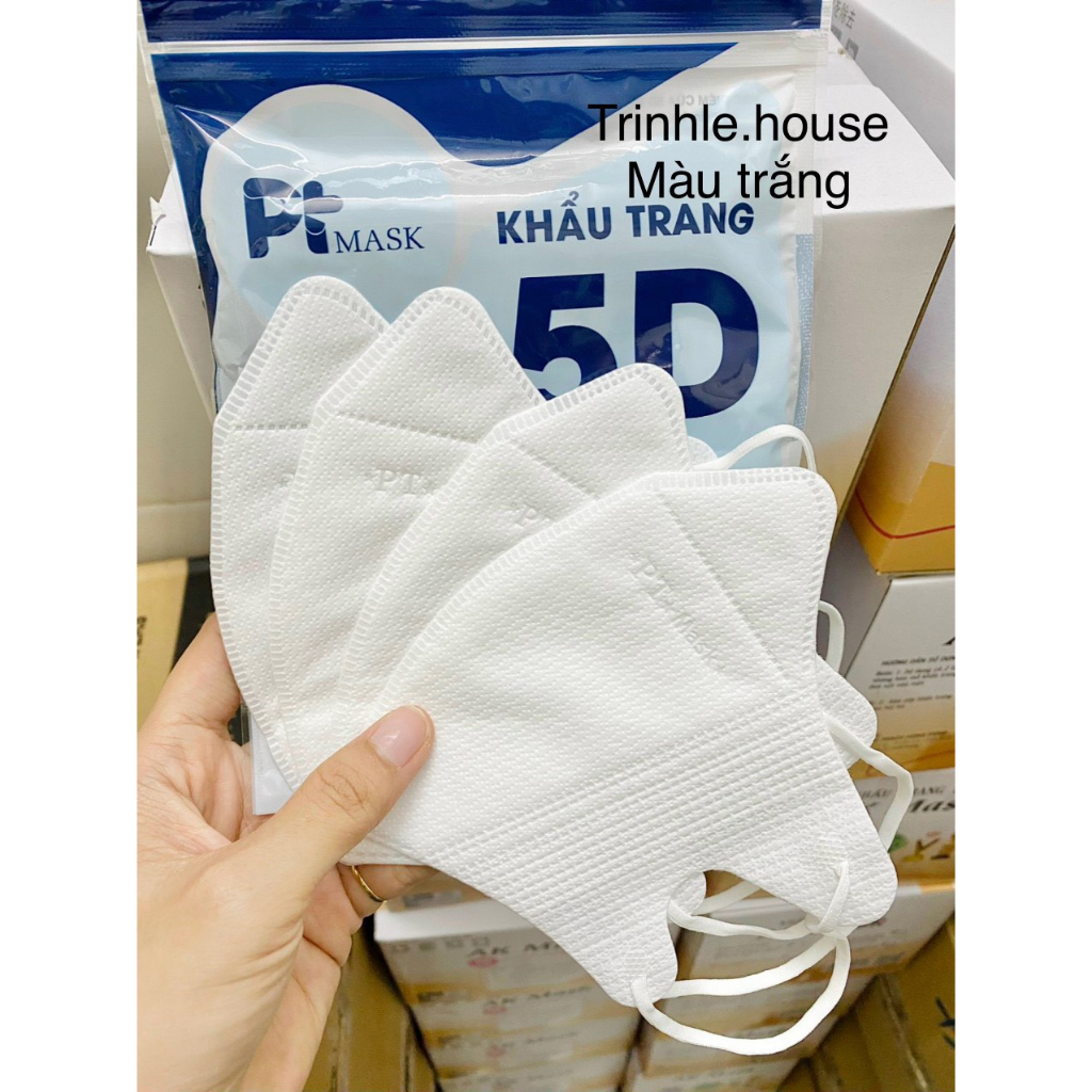 10 cái khẩu trang 5D PT  mask màu trắng, xám xanh, đen.