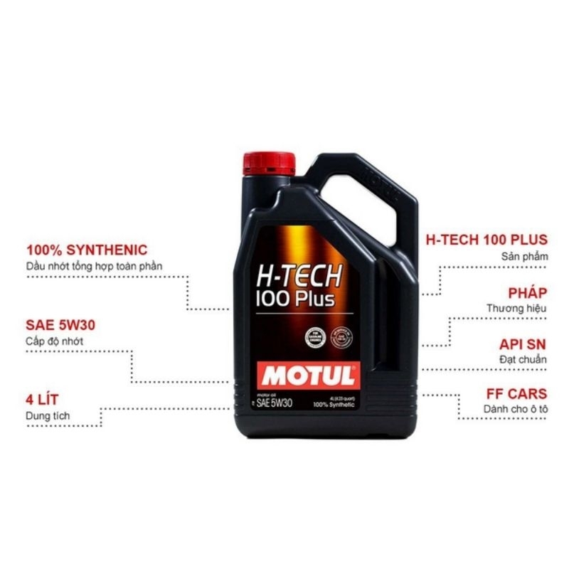 Dầu nhớt xe ôtô mới Motul htech plus 5W30 bình 1L