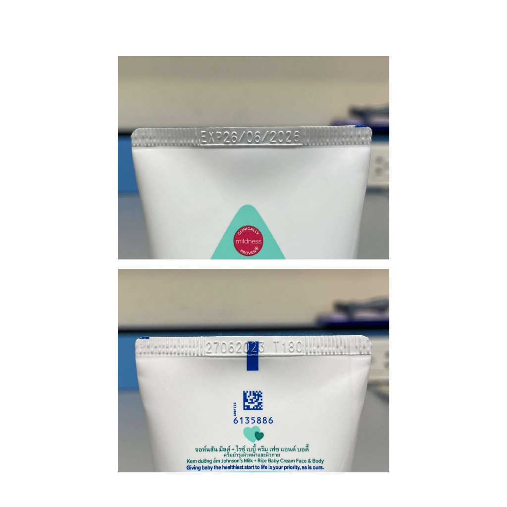 Kem Dưỡng Da Johnson's Baby Sữa & Gạo 50g - Tuyp Xanh