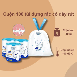 Túi đựng rác dây rút Minaier chống rò rỉ nước, cuộn túi rác 100 chiếc siêu dai