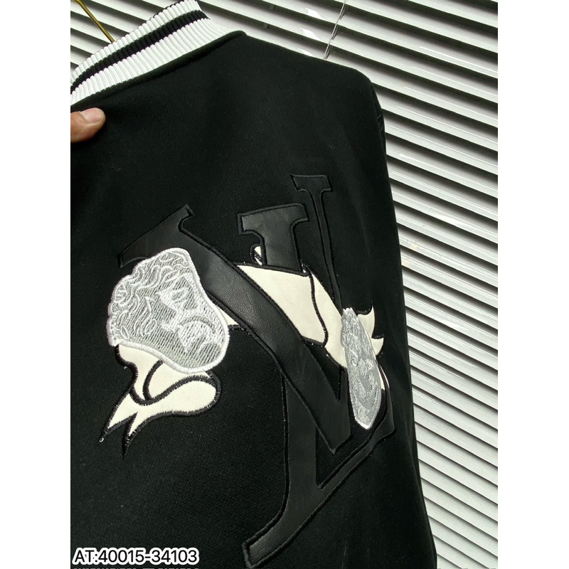 Áo khoác BOMBER vải dạ phối tay da hoạ tiết thêu bản đẹp chuẩn form dáng