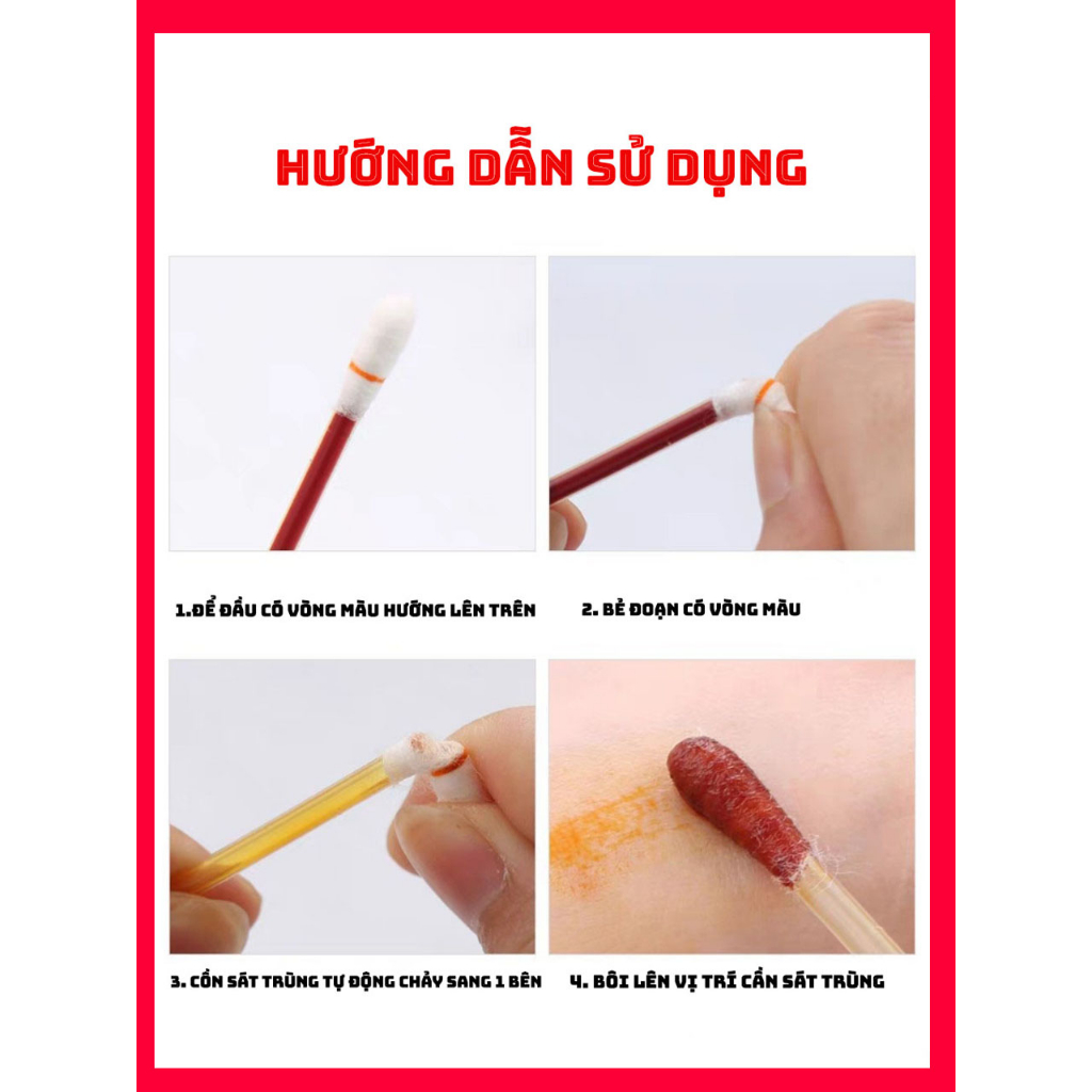 Tăm bông y tế tẩm cồn đỏ povidone khử trùng sát khuẩn vết thương hở cấp tốc tiện lợi
