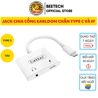 Jack chuyển đổi , giắc chia cổng sạc thành cổng sạc và cổng tai nghe tròn Earldom OT46 - Beetech