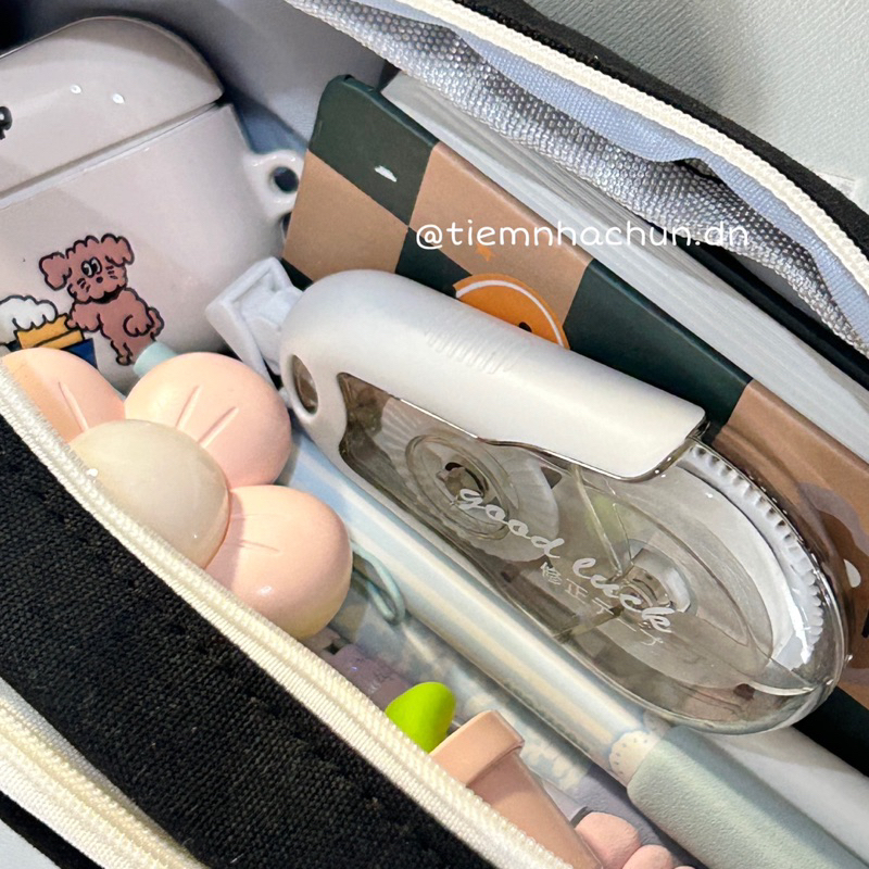 TÚI ĐỰNG BÚT SIÊU TO HAI NGĂN VẢI CANVAS AIKANUO  - tiệm nhà chun