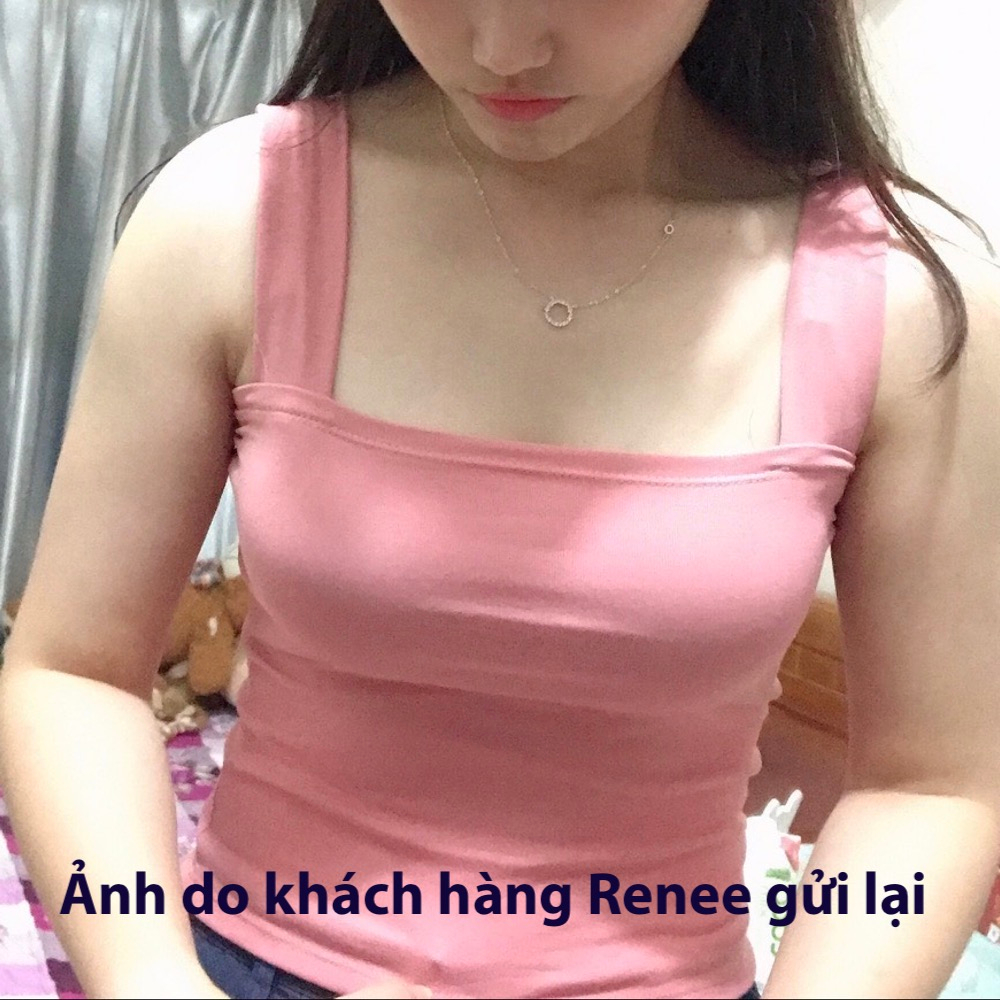 Áo 2 dây bản to, áo croptop có mút ngực chất cotton bozip ôm body - CT1