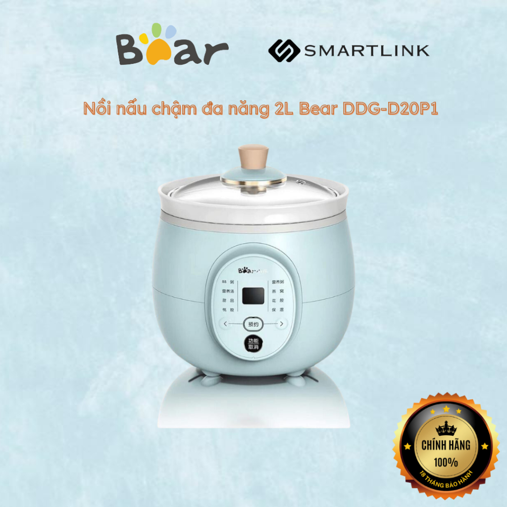 Nồi nấu chậm đa năng 2L Bear DDG-D20P1 - Hàng chính hãng - Bảo hành 18 tháng