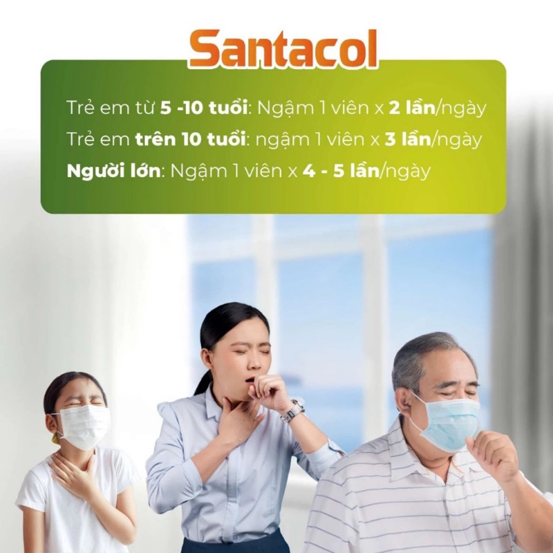 ✅Viên Ngậm Hỗ Trợ Giảm Ho Giảm Đau Họng Do Viêm Họng & Viêm Phế Quản Santacol Hộp 24 Viên