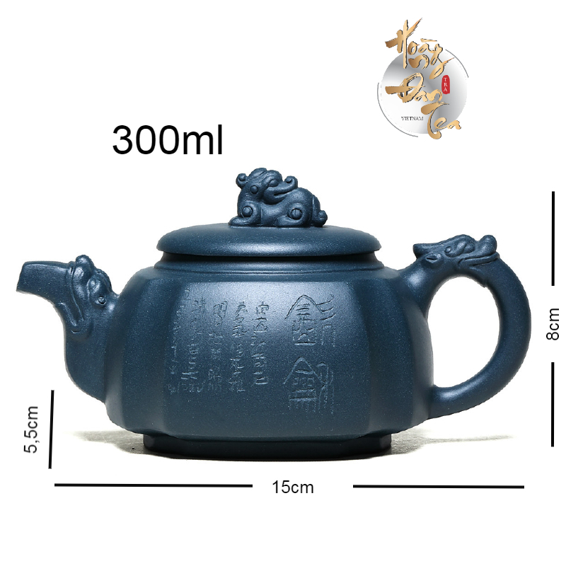 Ấm Tử Sa Đức Chung Thiên Thanh Nê Bảo Trầm Linh Hương Đồ Pha Chén Trà Đạo 300ML Kèm Chứng Thư Chế Tác Bình Đất Cao Cấp