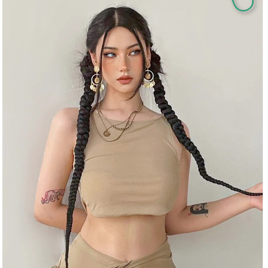 Giá 2 Bên, Tóc Giả Tết Đuôi Ngựa, Buộc Tóc Giả Thắt Bím Cá Tính Dài 70cm