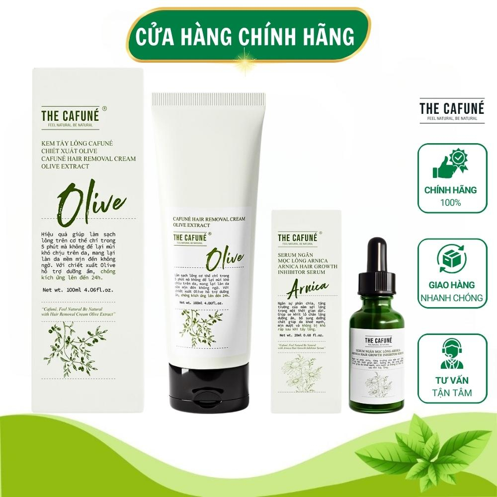 Kem Triệt Lông Olive Serum Arnica Ức Chế Mọc Lông The Cafuné Gel Tẩy Lông Bikini Vùng Kín Nách Chân Tay Ria Mép Body Nữ