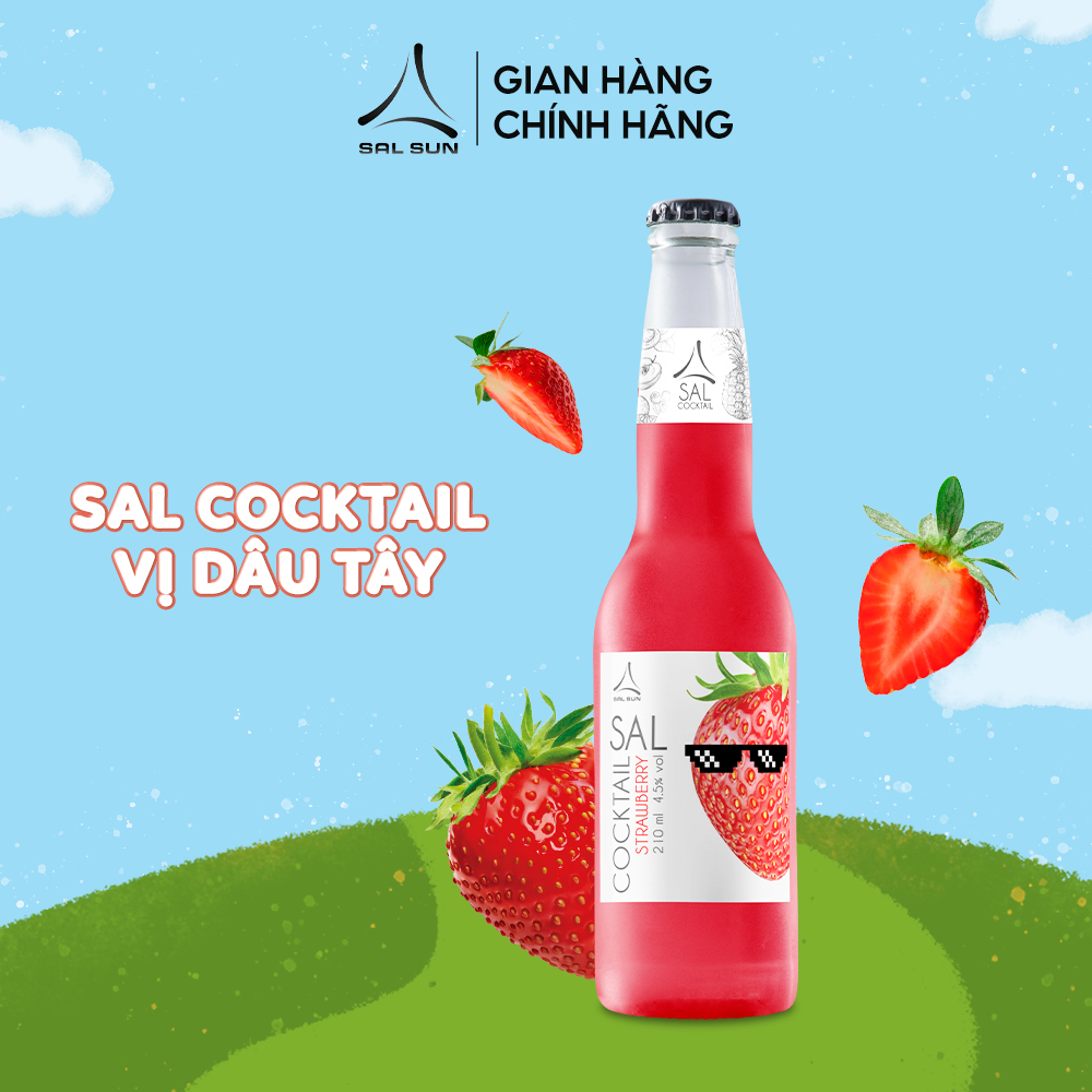 Combo 2 thùng 6 chai SAL COCKTAIL PINEAPPLE & STRAWBERRY 4,5 độ 210ml/chai Cocktail hoa quả vị Dứa & Dâu