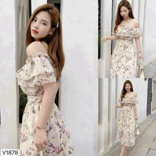Váy đầm bèo ngực trễ vai siêu xinh thích hợp dự tiệc