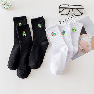 Vớ tất trắng thêu icon khủng long xanh