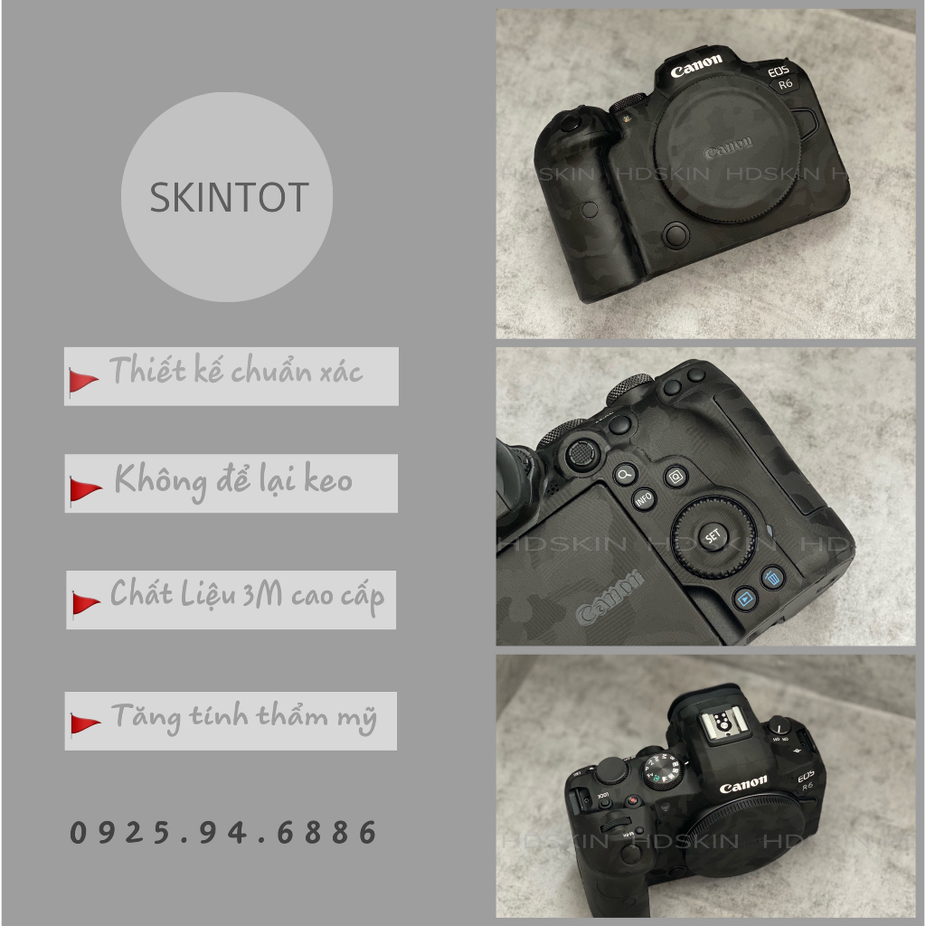 Miếng dán, skin 3M cho máy ảnh Canon RP/ R / R6/ R6II/ R5 - SKINTOT
