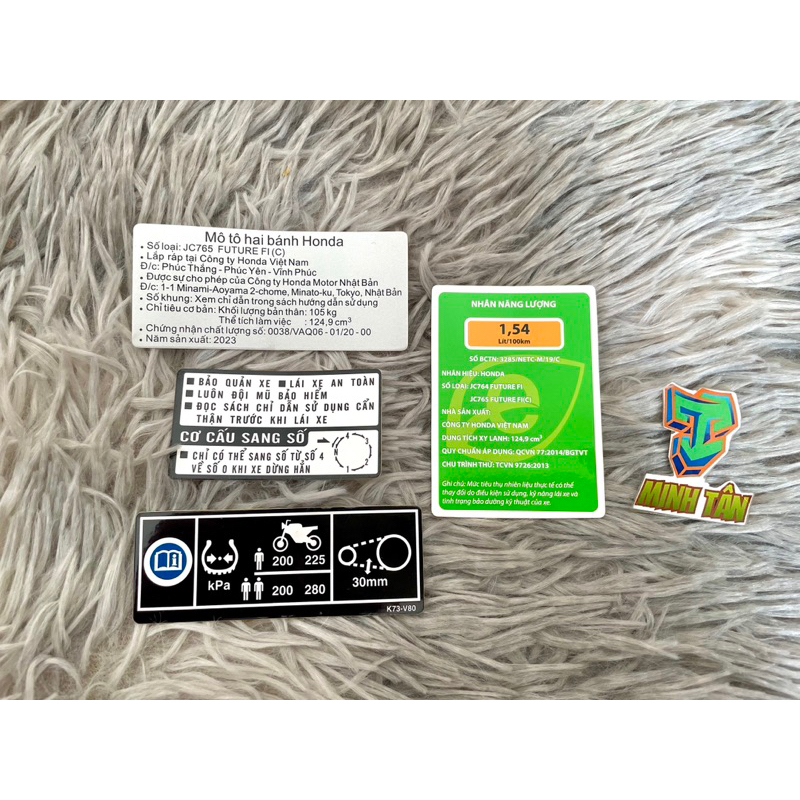 Bộ tem thông số zin Future 125i 2022-2023, hàng zin chuẩn nét