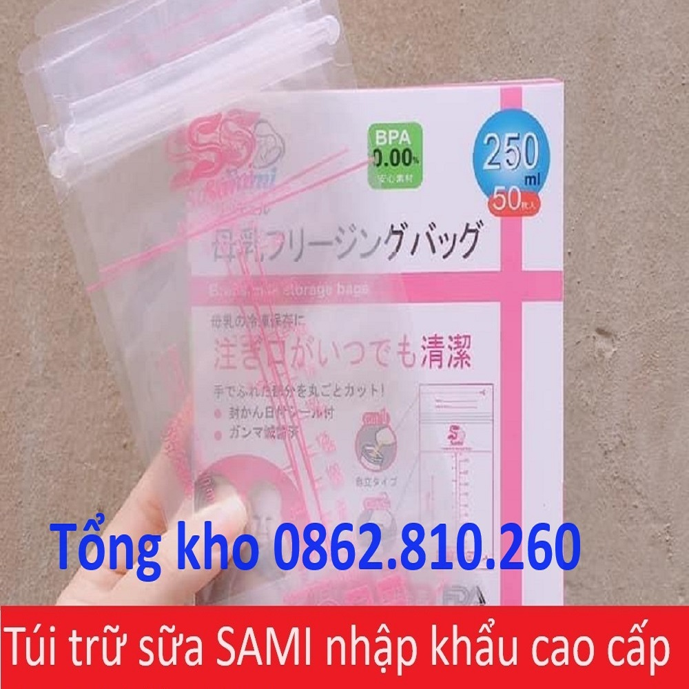 [COMBO 10 CHIẾC] Túi chữ trữ sữa sami 250ml