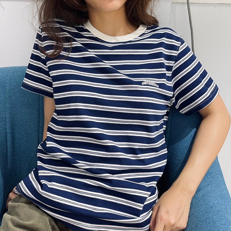 ÁO THUN LOGO THÊU SỌC NAVY