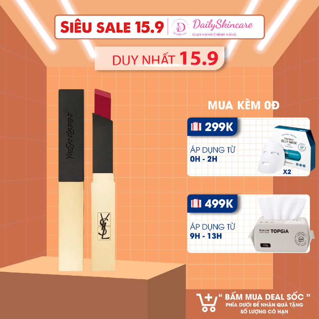 Son YSL Rouge Pur Couture The Slim, YSL Rouge Voluple Shine Full Size Chính Hãng, Son Lì lên màu tự 