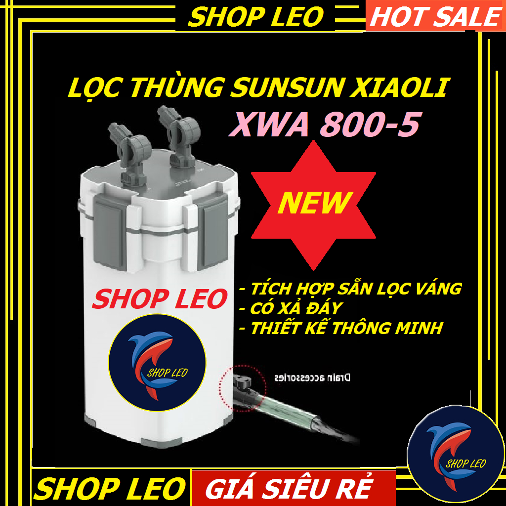 Lọc thùng Sunsun Xiaoli XWA 800-5 tích hợp sẵn lọc váng - Lọc thùng cao cấp cho hồ thủy sinh - bể cá cảnh - shopleo