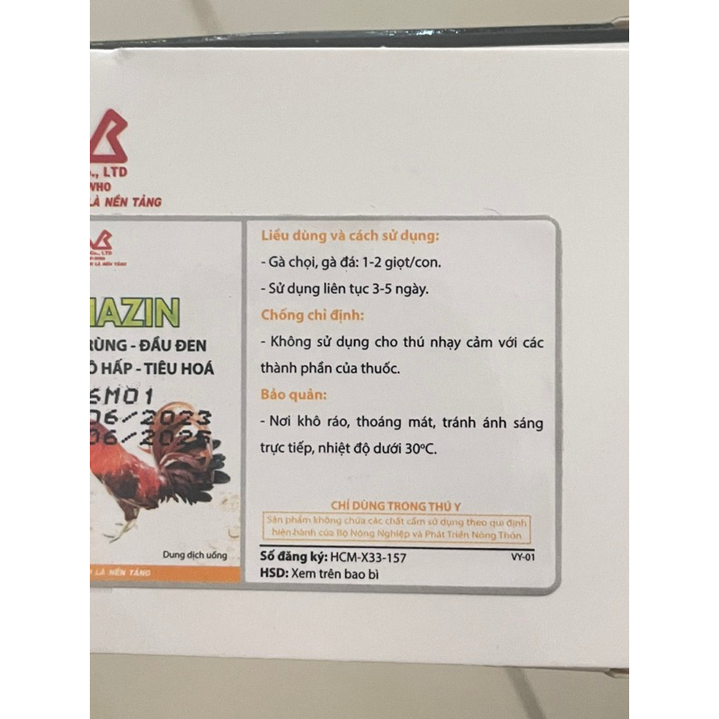 VB - DIAZIN 10ml  gà bị cầu trùng, đầu đen, nhiễm trùng máu và tiêu chảy gà đá Sulfa Tri