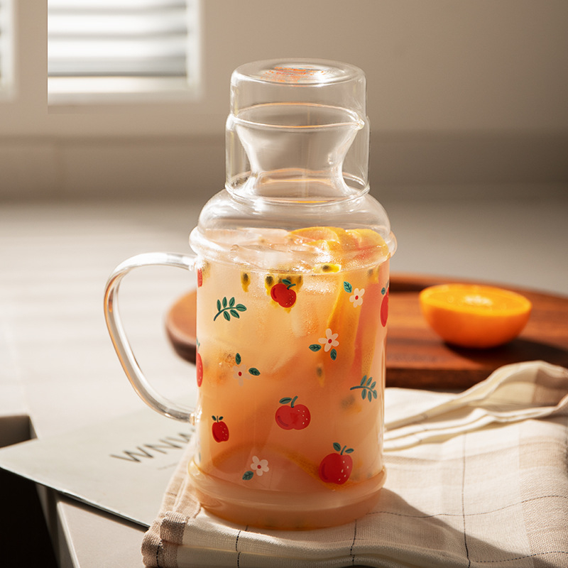 Bình nước thủy tinh giữ nhiệt cao cấp in hình trang trí