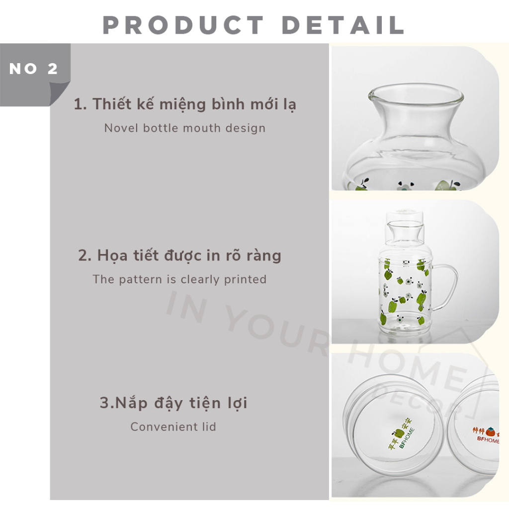 Bình nước thủy tinh giữ nhiệt cao cấp in hình trang trí