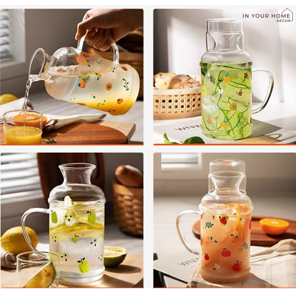 Bình nước thủy tinh giữ nhiệt cao cấp in hình trang trí