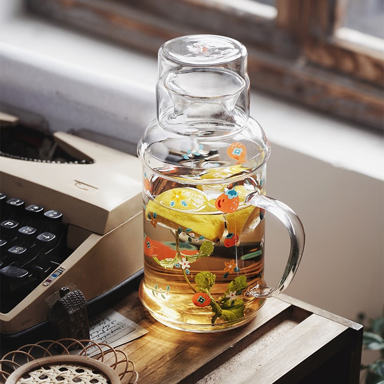 Bình nước thủy tinh giữ nhiệt cao cấp in hình trang trí