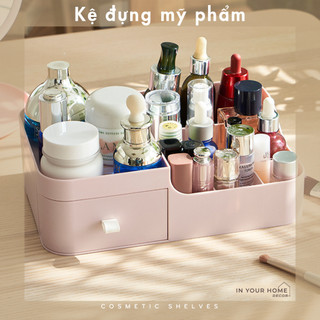 Kệ đựng mỹ phẩm, kệ đựng đồ nhiều tầng có ngăn kéo, hộp đựng trang sức đồ trang điểm cao cấp