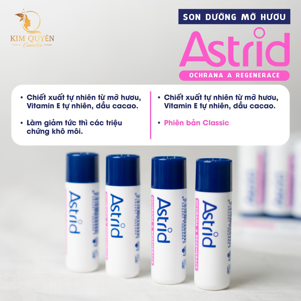 Son Dưỡng Môi Astrid Son Bóng Mỡ Hươu Tẩy Tế Bào Da Chết Môi Không Màu Cấp Ẩm