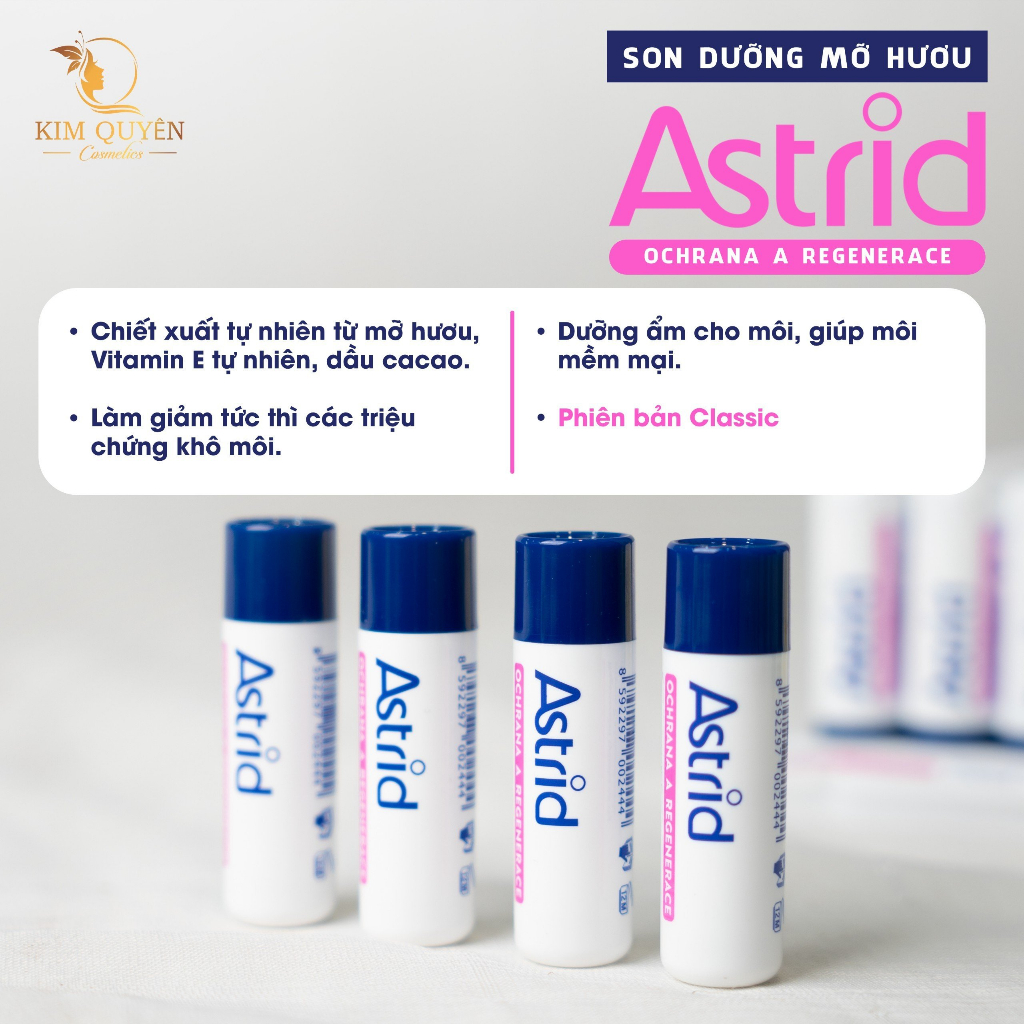 Son Dưỡng Môi Astrid Son Bóng Mỡ Hươu Tẩy Tế Bào Da Chết Môi Không Màu Cấp Ẩm