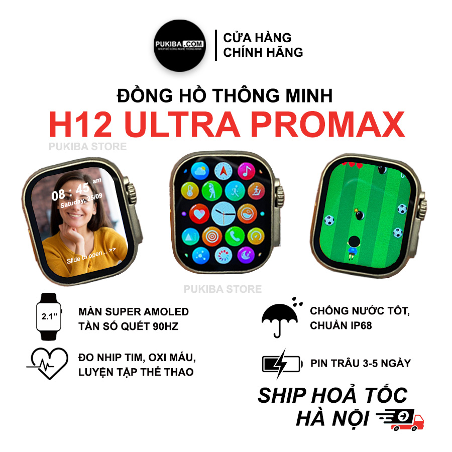 Đồng Hồ H12 Bản Ultra Pro Max Màn 2.1" Amoled 90hz Chơi Game Nhận Full Thông Báo Nghe gọi 2 Chiều Thể Thao|Pukiba.com