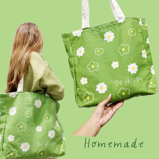 [Hình chụp thật] Túi Tote Túi Vải Leo Canvas Hoa Cúc Xanh